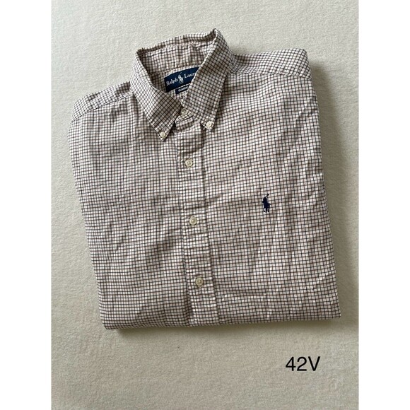 Ralph Lauren L‎ Men’s Classic Fit Cream/Brown Striped Long Sleeve Button Shirt - Picture 1 of 11